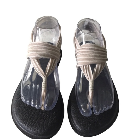 Sanuk fabric wrapped sandals cream & white size 7 - Picture 2 of 6